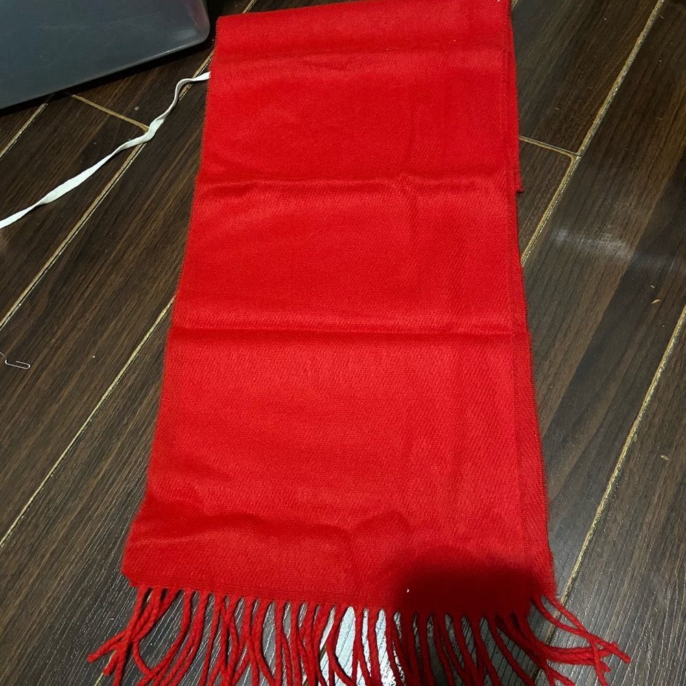 New Vibrant Red Scarf with Fringe 64 X11.5”